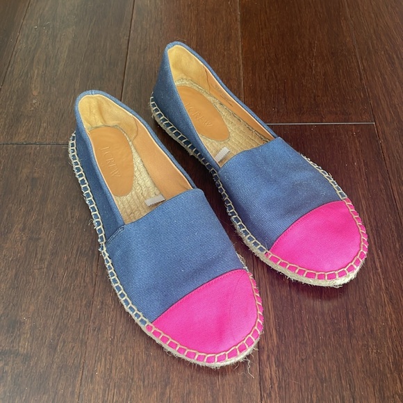 J Crew Color Block Navy Pink Espadrille Flat - Size 8.5 - Picture 2 of 10